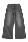 Grey Washed Wide-Leg Jeans