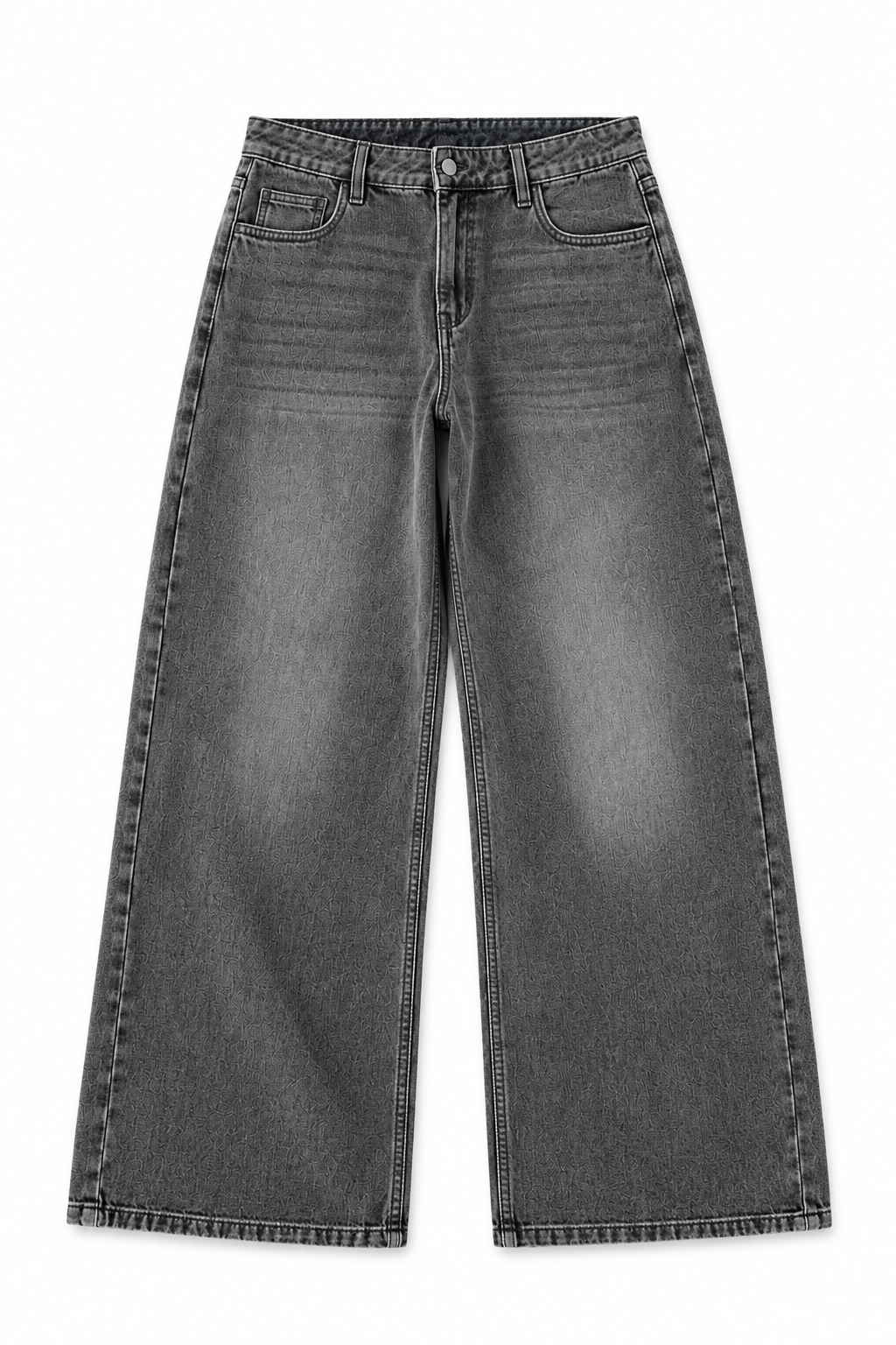Grey Washed Wide-Leg Jeans