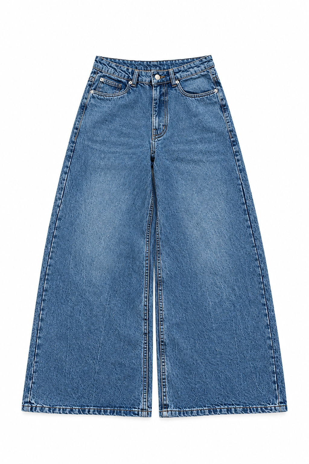 Blue Super Wide Leg Jeans